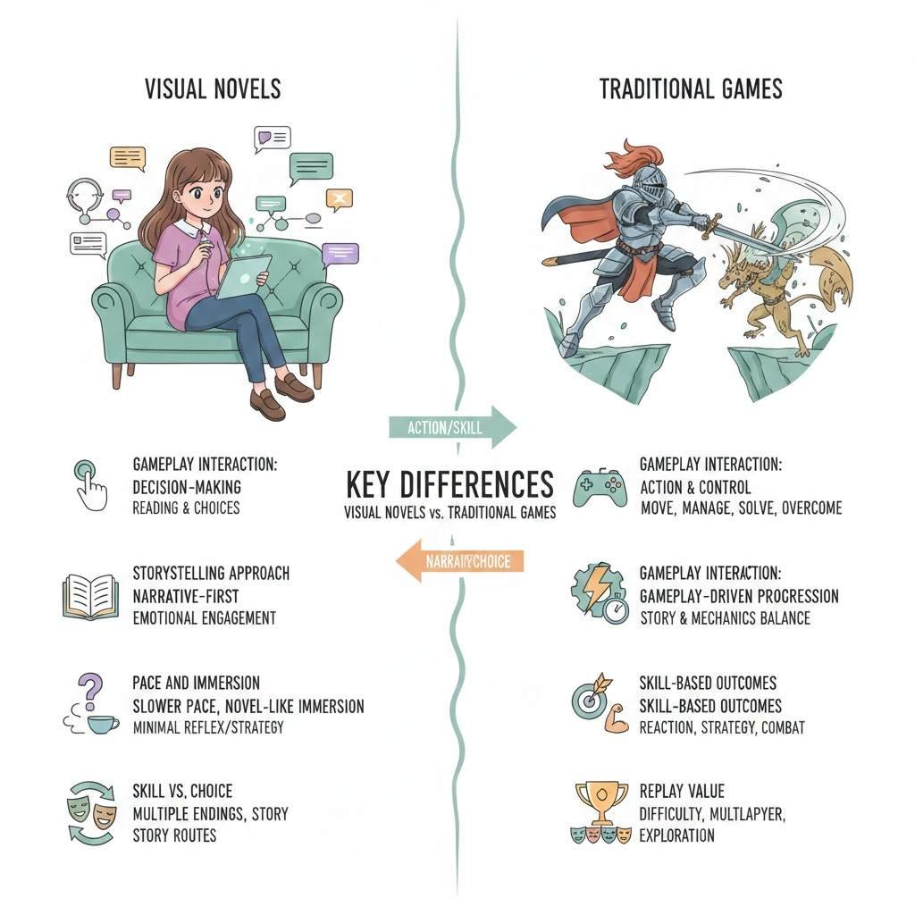 Key Differences Between Visual Novels and Traditional Games